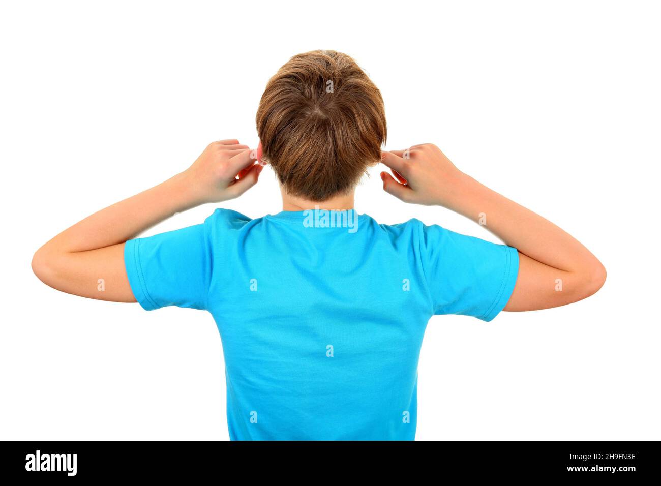 Small boy rear view on white hi-res stock photography and images - Alamy