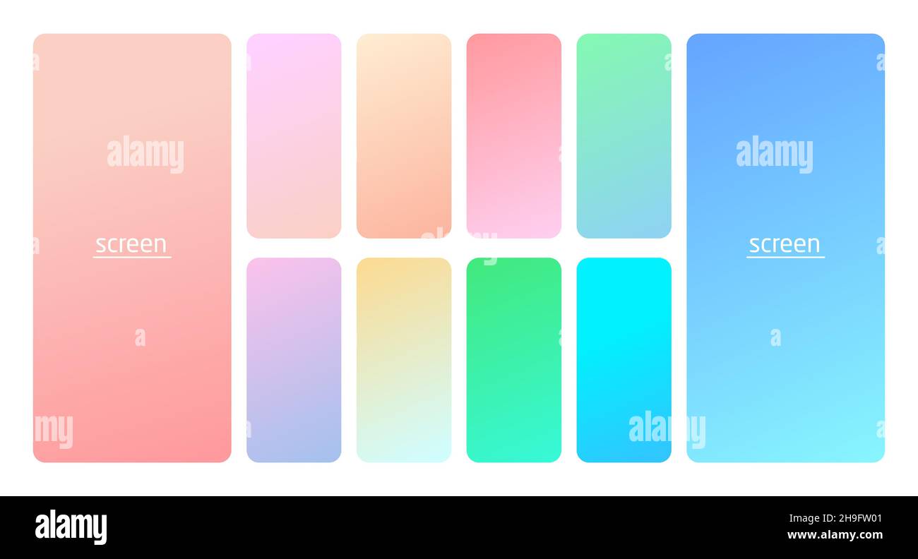 Pastel gradient smooth and soft vibrant color background set Stock ...