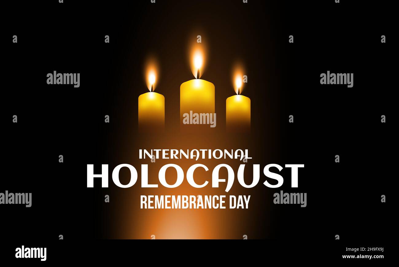 International Holocaust Remembrance Day Candle Lighting vector banner. January 27 candle against holocaust black. Stock Vector