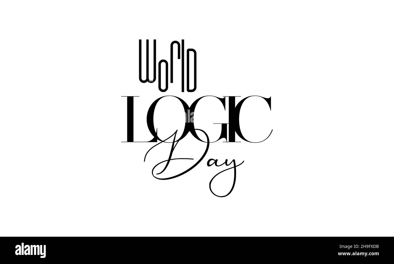 January 14 - World Logic Day. hand lettering design for World Logic Day. Calligraphy vector illustration for banner, poster, tshirt, card. Stock Vector