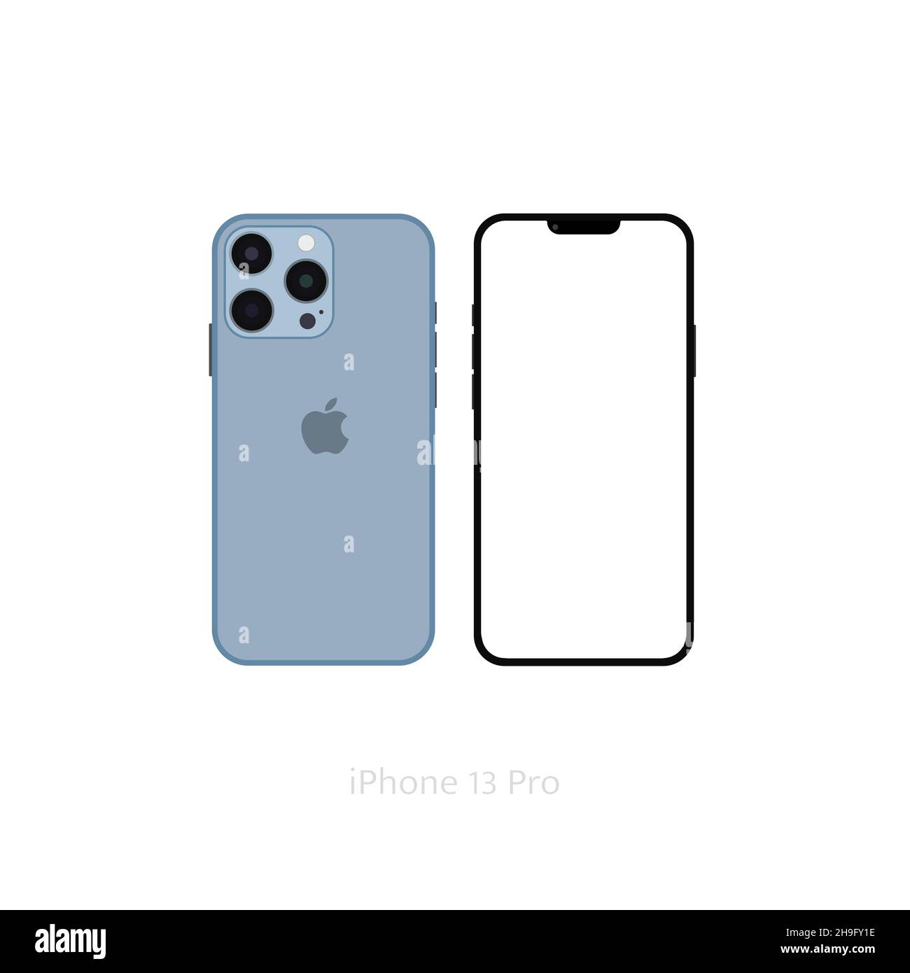 Realistic blue iPhone 13 pro mockup, Smartphone white screen, mockup