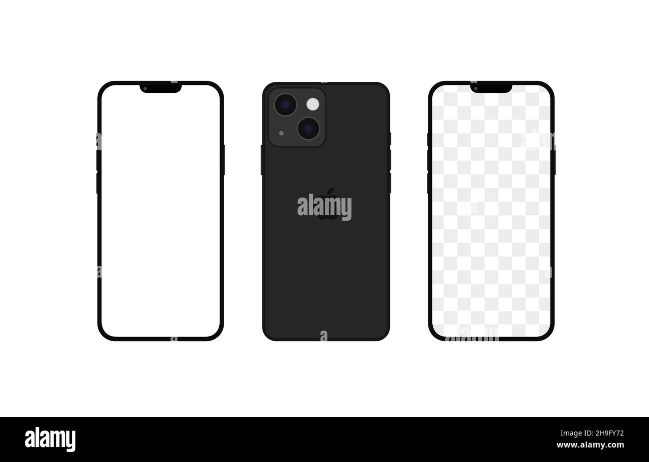 Iphone 13 black color. Realistic smartphone mockup Stock Photo Alamy