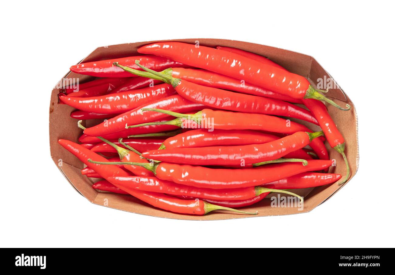 Red hot chili peppers isolated on a white background Stock Photo - Alamy