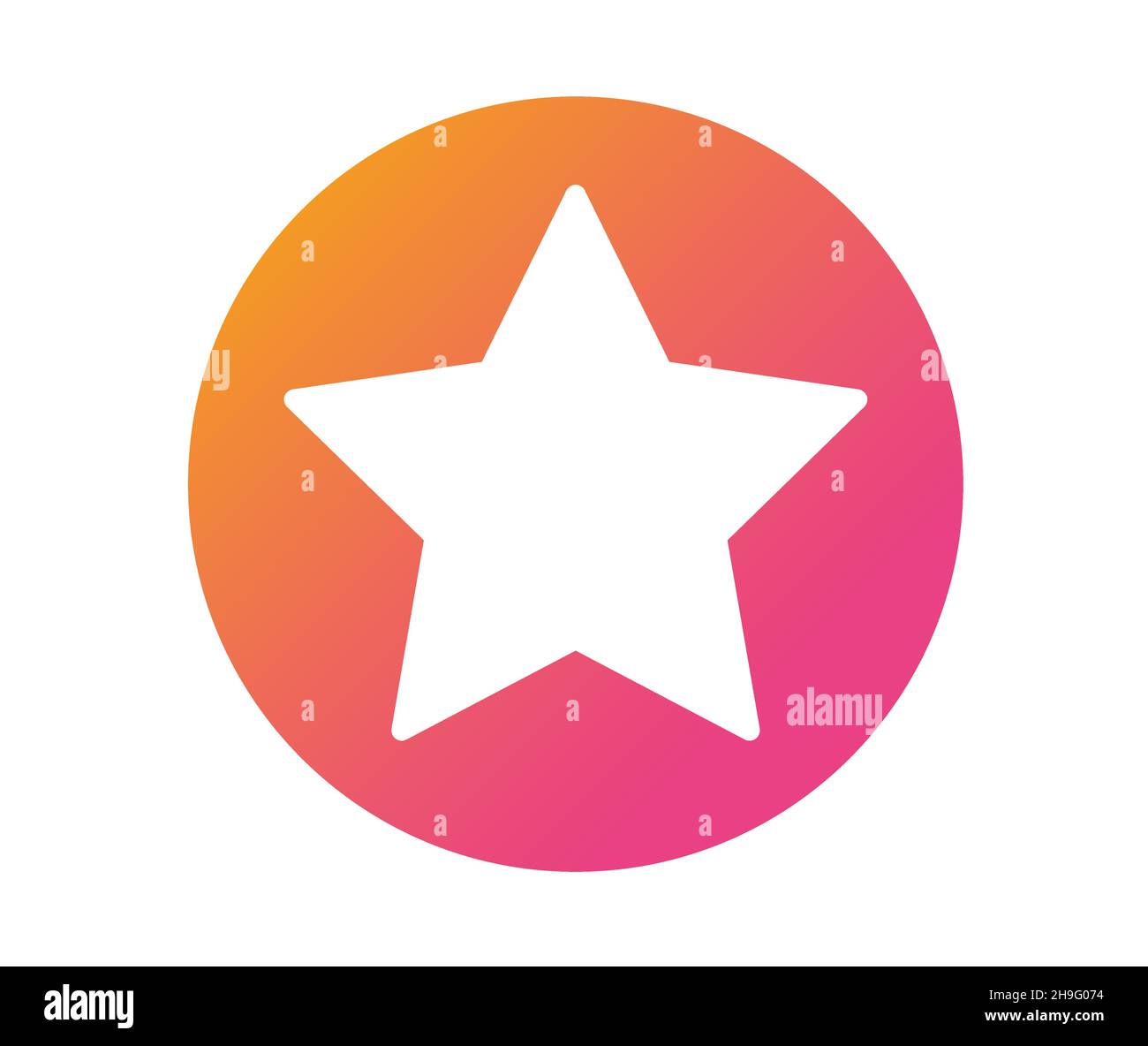 The isolated vector star icon, orange and pink colorful gradient circle button Stock Vector