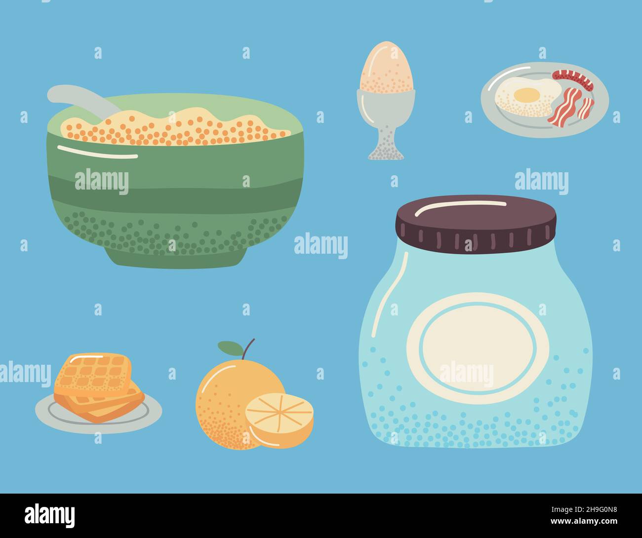breakfast food set six icons Stock Vector Image & Art - Alamy