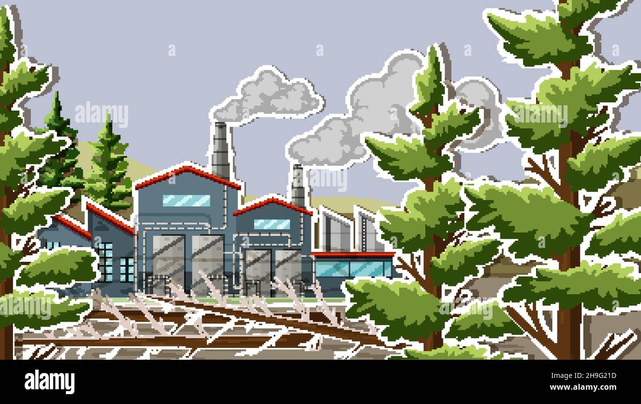 Thumbnail design with Industrial factory illustration Stock Vector ...