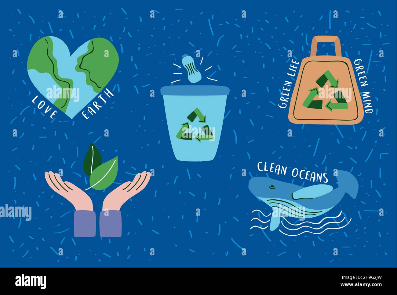 five eco friendly set icons Stock Vector