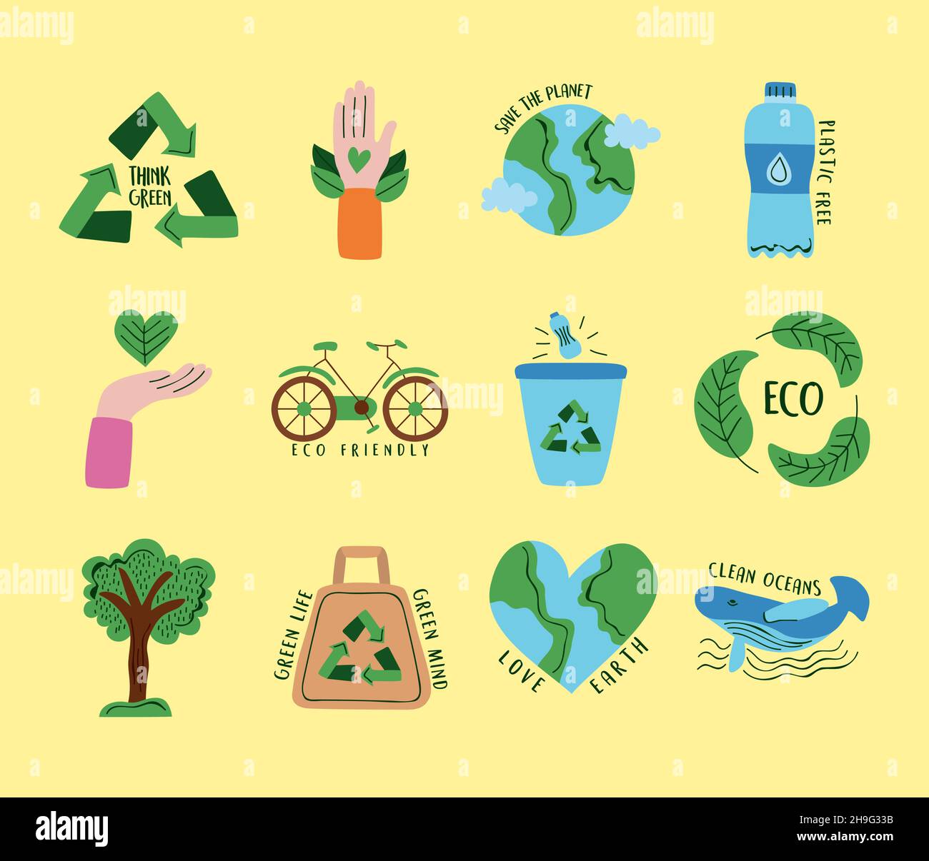 twelve eco friendly set icons Stock Vector Image & Art - Alamy