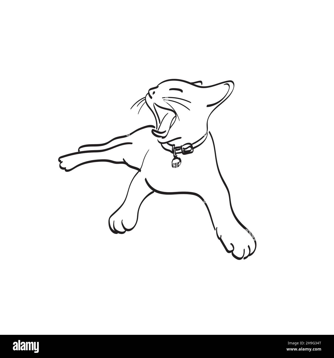 Yawning cat illustration vector hand drawn isolated on white background  line art Stock Vector Image & Art - Alamy