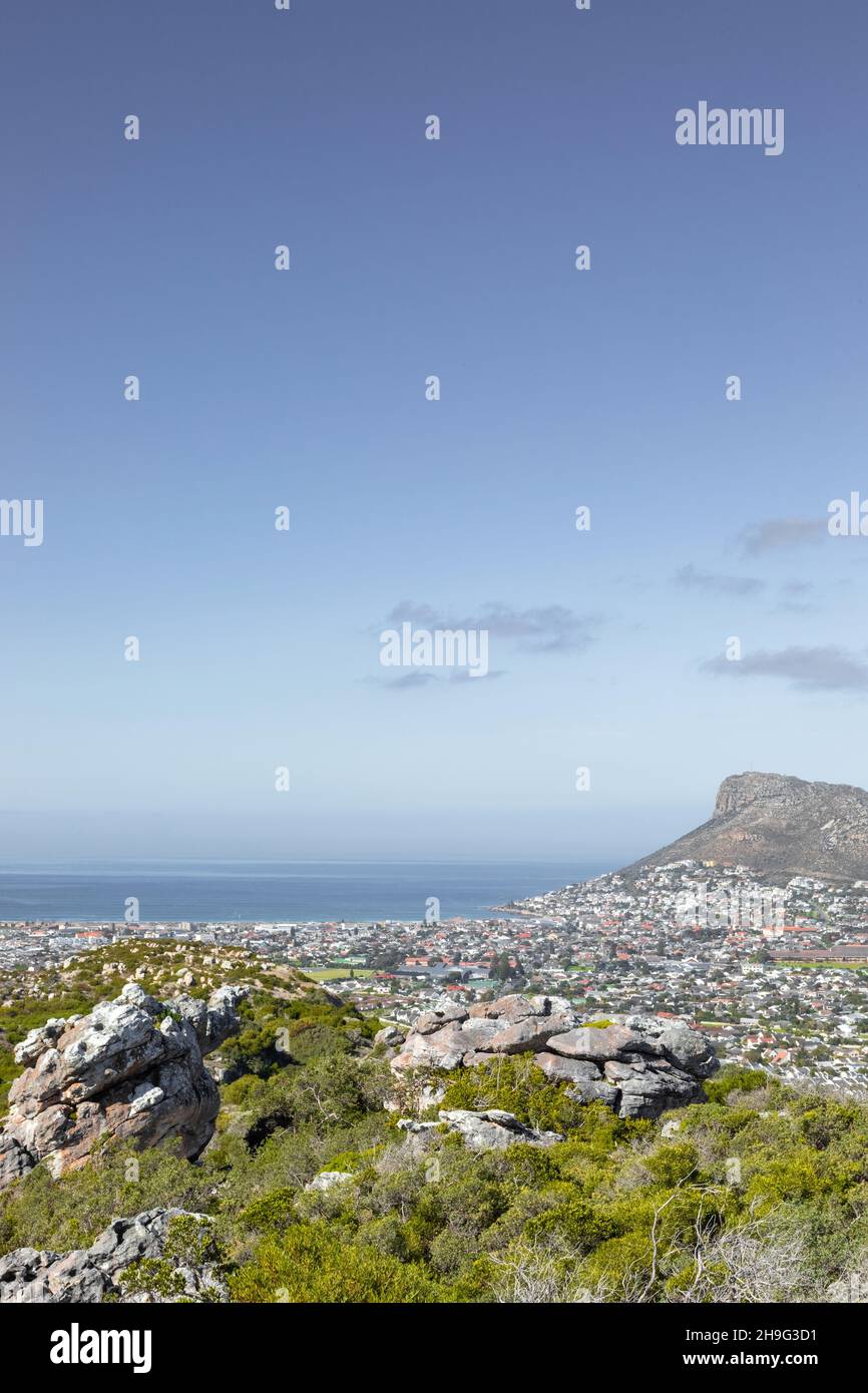 Fish Hoek residential neighborhood viewed from the top of Peer’s Cave