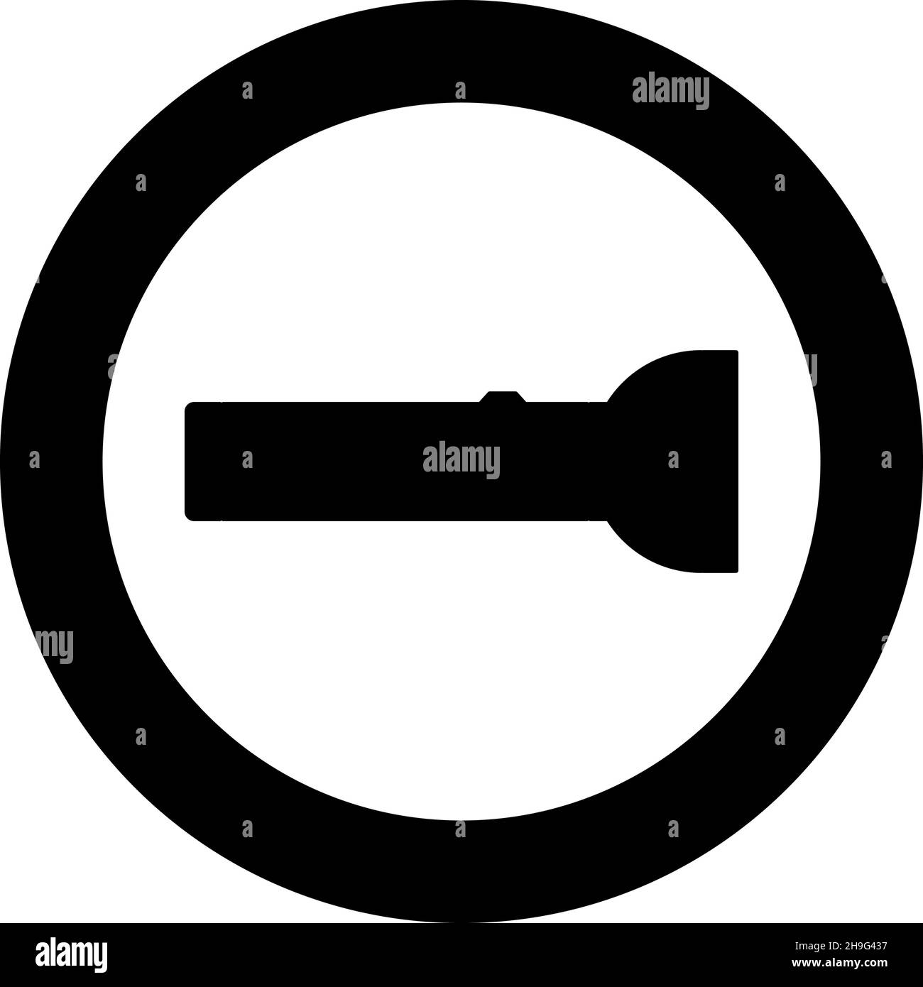 Torch icon in circle round black color vector illustration image solid outline style simple Stock Vector