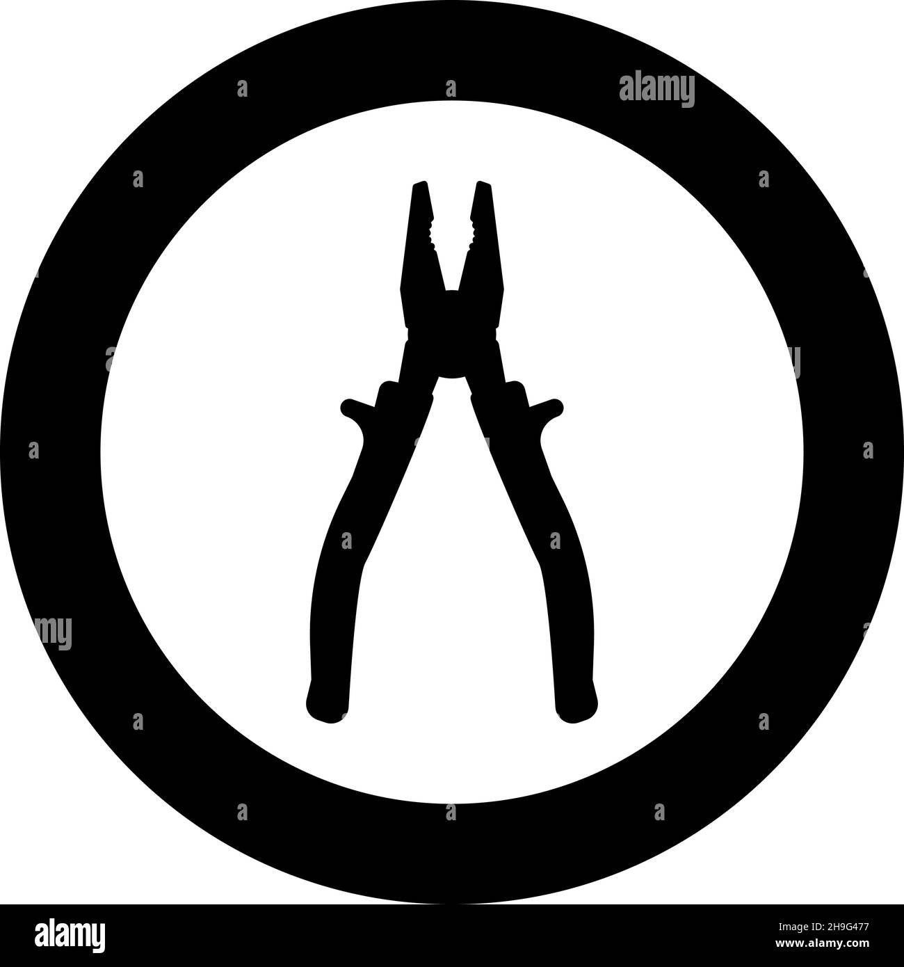 Pliers tool icon in circle round black color vector illustration image solid outline style simple Stock Vector