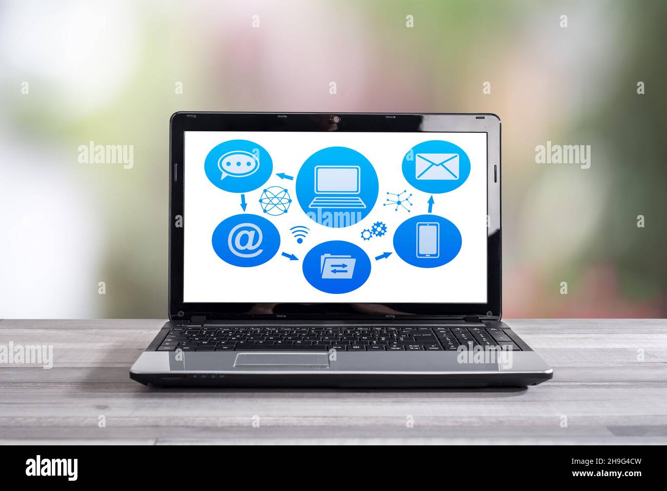 Email sending concept shown on a laptop screen Stock Photo