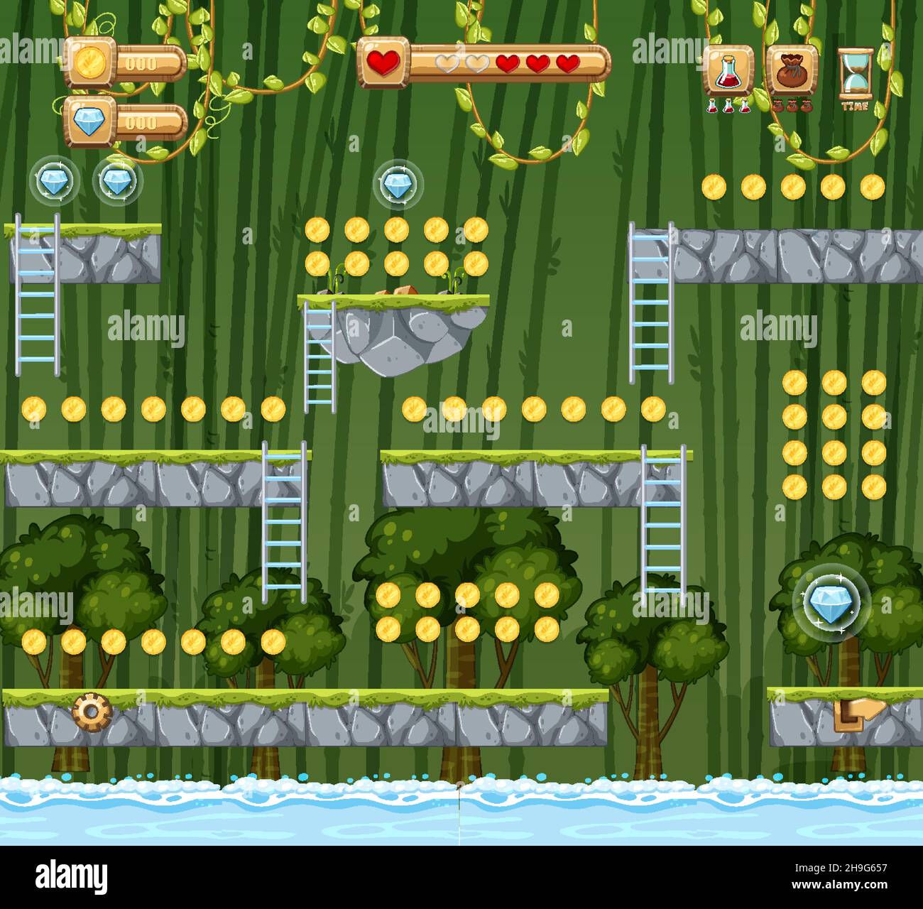 A Game Template Jungle Scene illustration Stock Vector Image & Art - Alamy