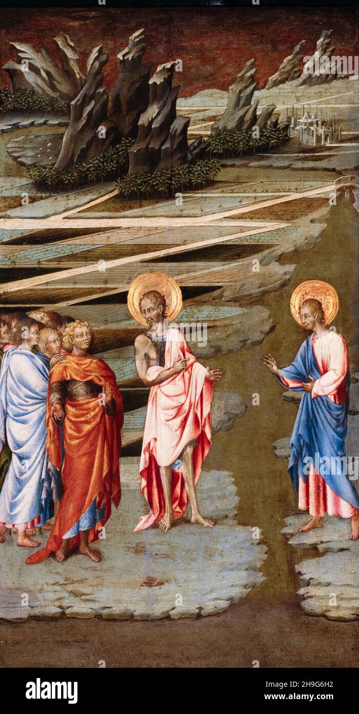 Ecce Agnus Dei (St John the Baptist), painting by Giovanni di Paolo, 1455-1460 Stock Photo