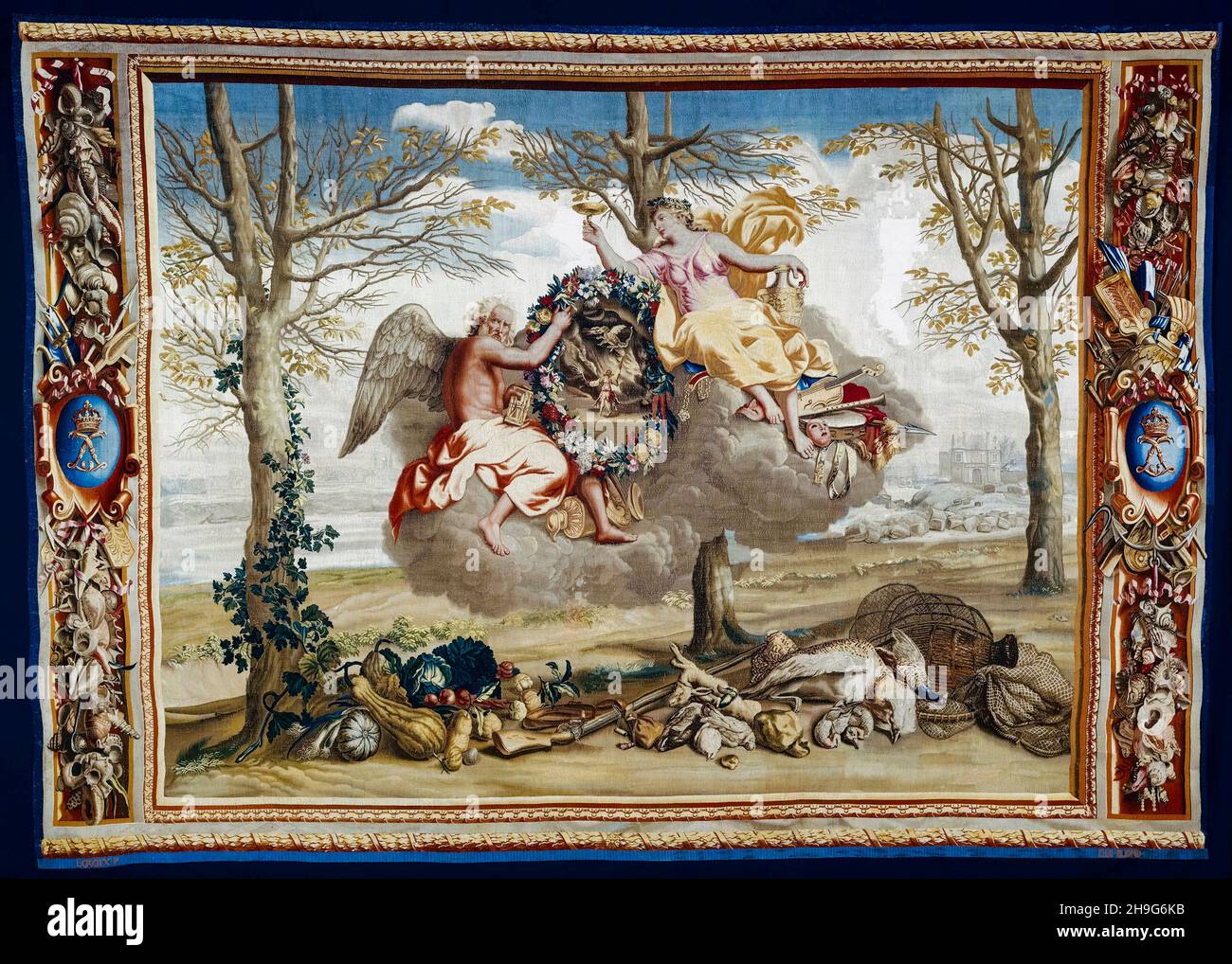 Winter from 'The Seasons', tapestry by Charles Le Brun (design), Manufacture Royale des Gobelins (woven), 1700-1720 Stock Photo