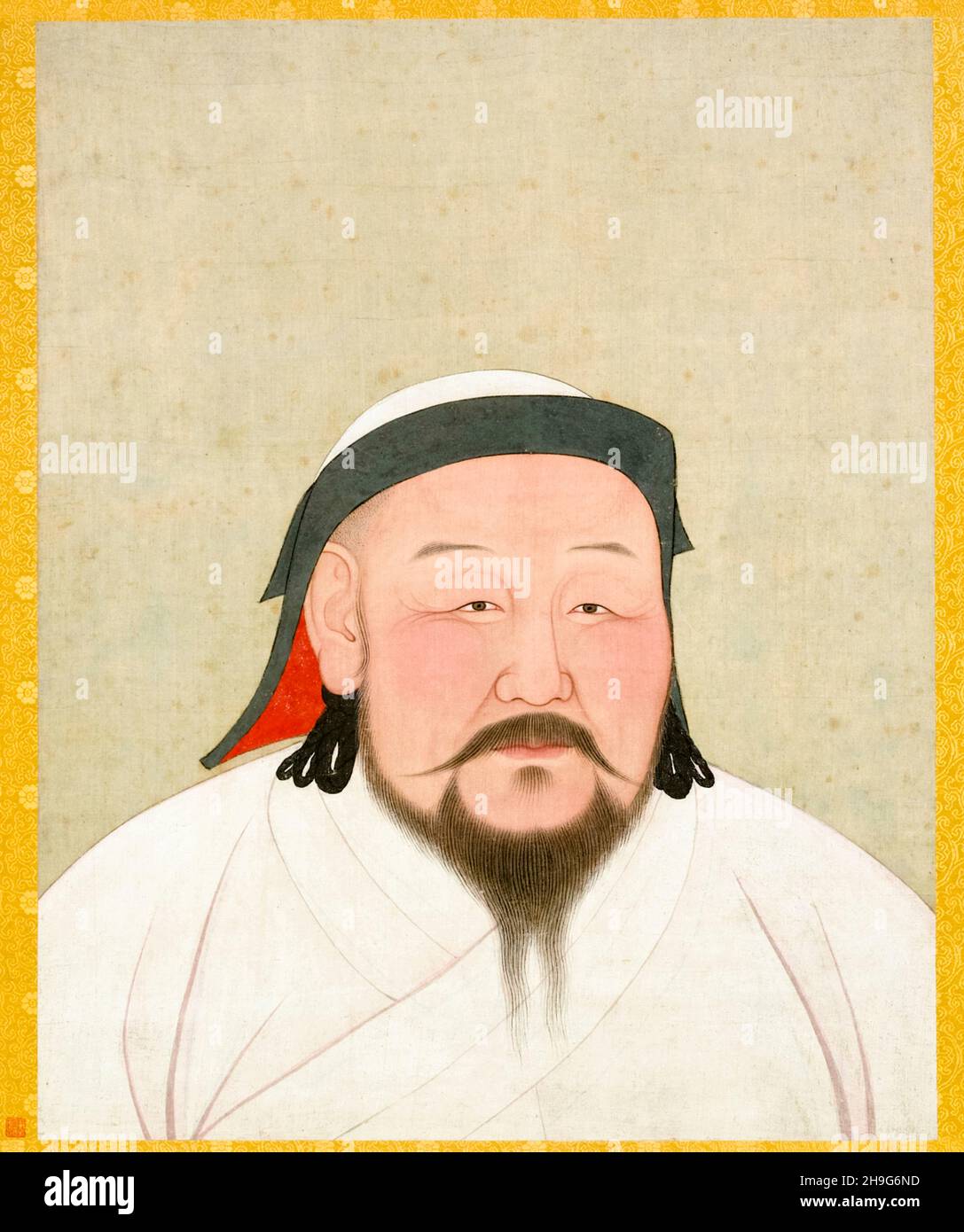 Kublai Khan (1215-1294), Emperor of the Mongol Empire (1260-1294), portrait painting by Araniko (Anige), 1294 Stock Photo