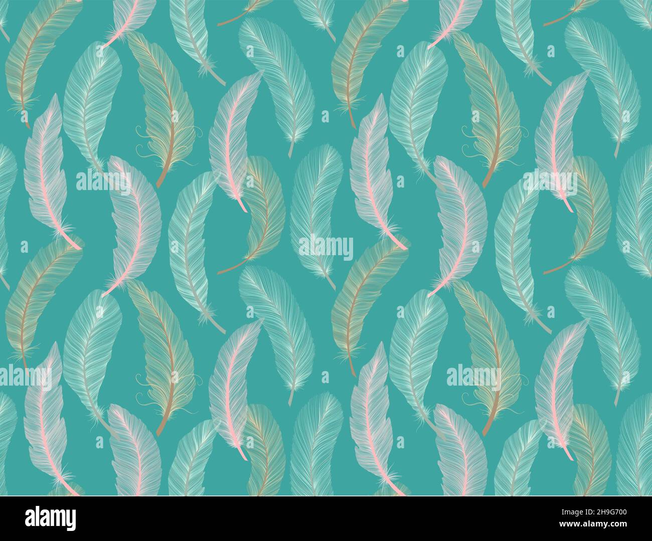 Feather seamless pattern hand drawn sketch realism style. Tribal native ...