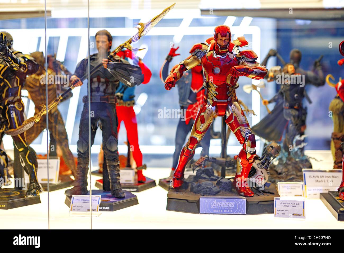 DUBAI, UAE MARCH 15, 2021 Avengers superhero character action figure from Marvel Iron Man