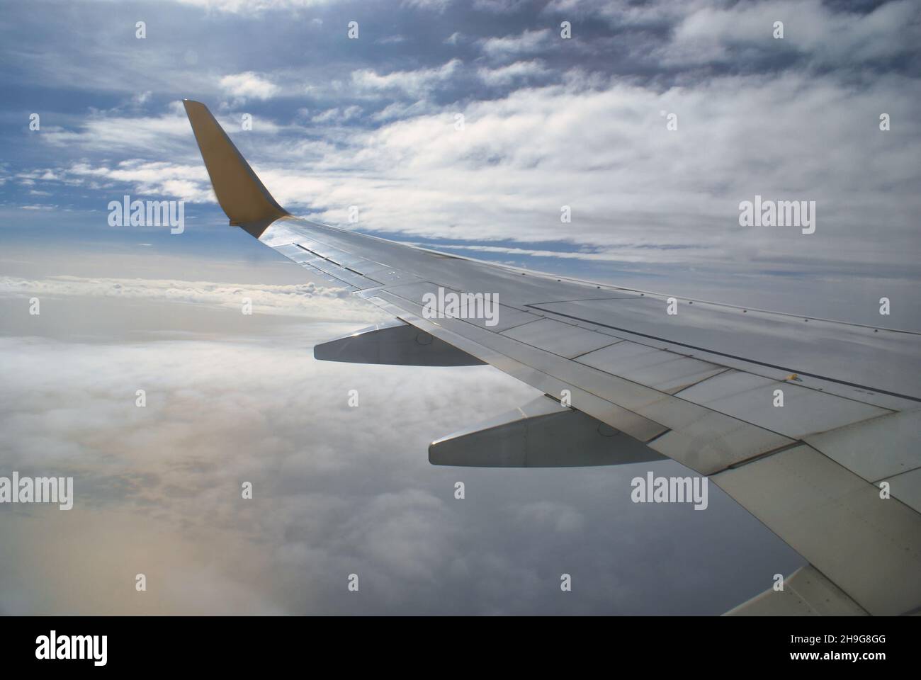Plane wing from a window Stock Photo - Alamy