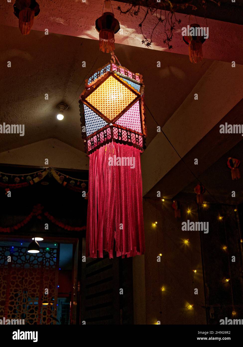 Colorful modern lantern Akash Kandil decorative lampa hang out at house  balcony for celebrating Diwali Festival Stock Photo - Alamy