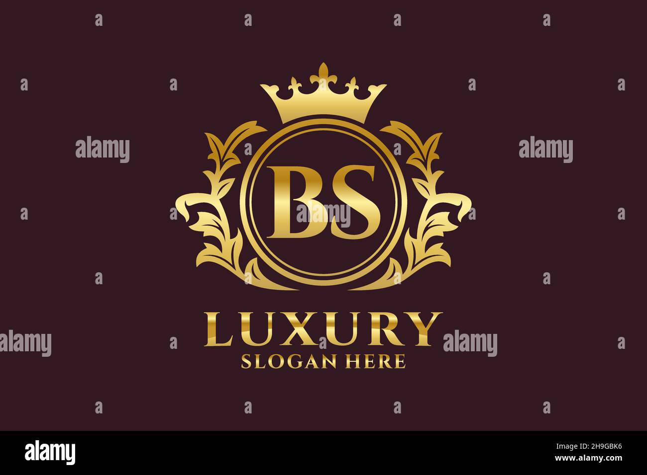 BS Letter Royal Luxury Logo template in vector art for luxurious branding projects and other vector illustration. Stock Vector