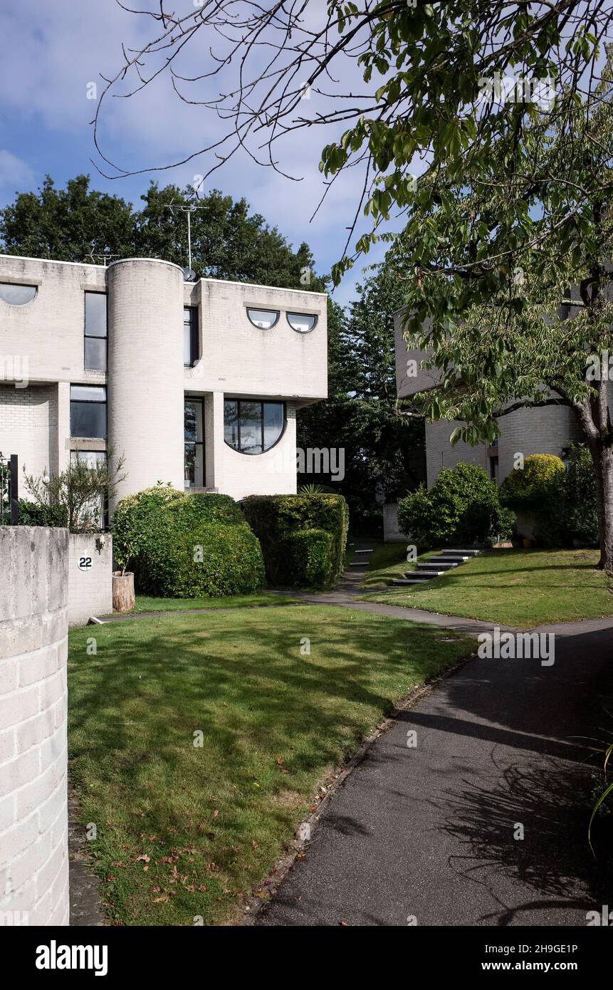 1960s grey brick modernist houses by Lawrence Abbott at Apex Drive Frimley Surrey England UK Stock Photo