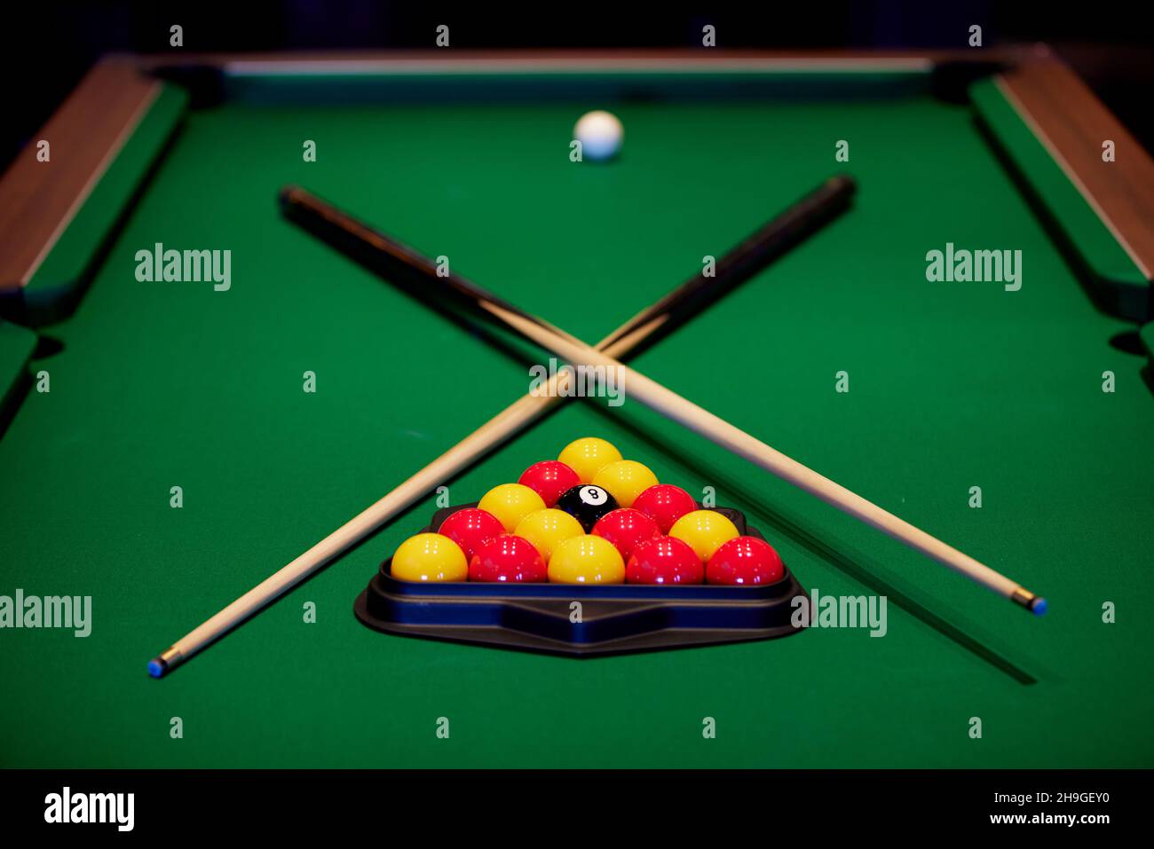 Pool table in a sports bar Stock Photo