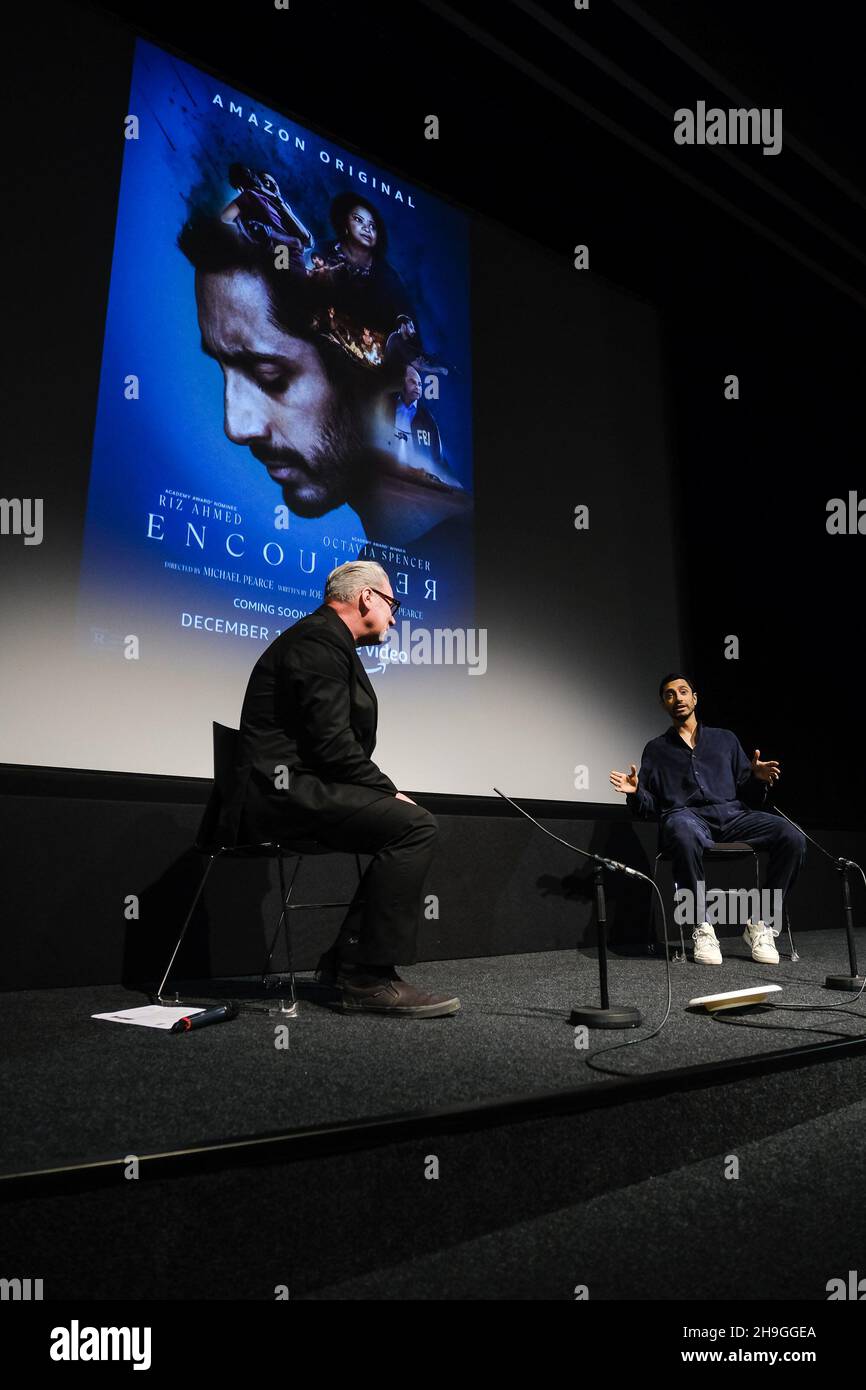 BFI Southbank, London, UK. 6th Dec, 2021. Mark Kermode and Riz Ahmed onstage at Mark Kermode in 3D. Picture by Credit: Julie Edwards/Alamy Live News Stock Photo