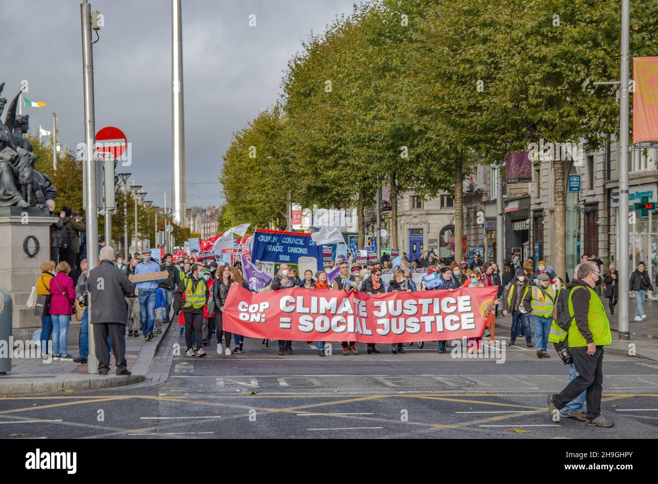 A Climate Action march in Dublin, to coincide with the COP26 Conference Dublin, Ireland, 6 November, 2021 Stock Photo