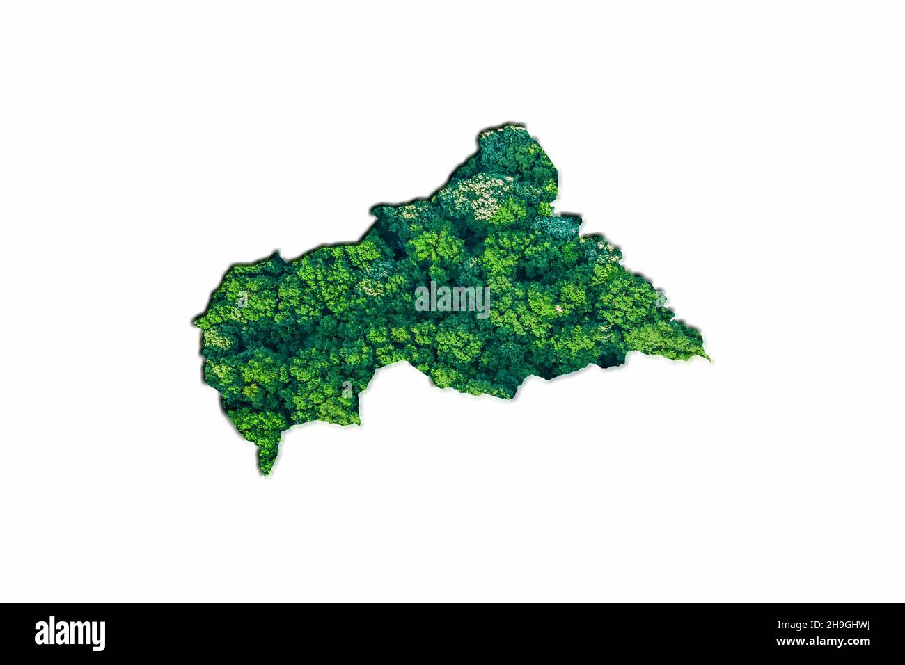 Green Forest Map of Central African Republic, on white background Stock ...