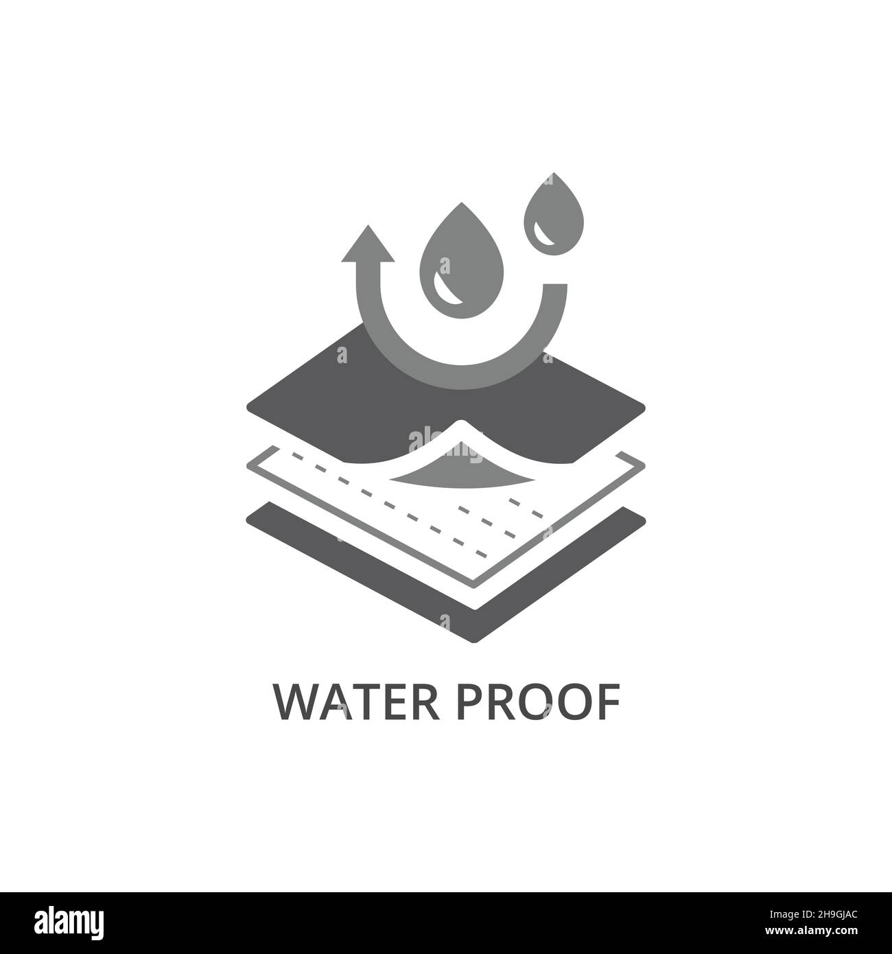 Water proof fabric material feature vector icon. Waterproof fabrics features label symbol. Stock Vector