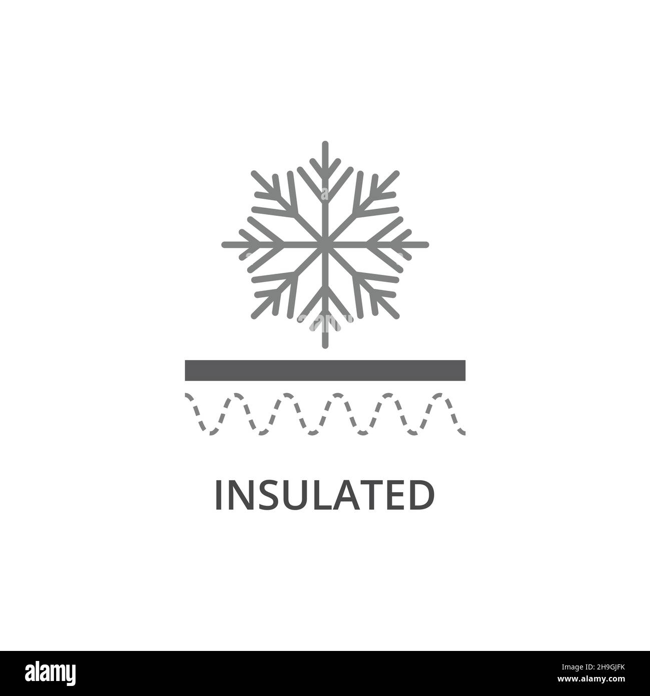 Insulated fabric material feature vector icon. Insulation fabrics features label symbol. Stock Vector
