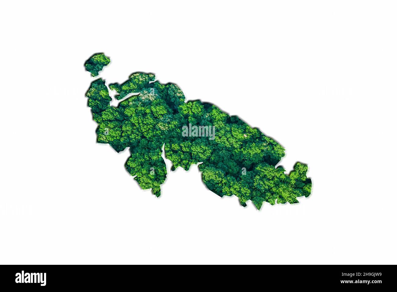 Green Forest Map of Aland Islands, on white background Stock Photo
