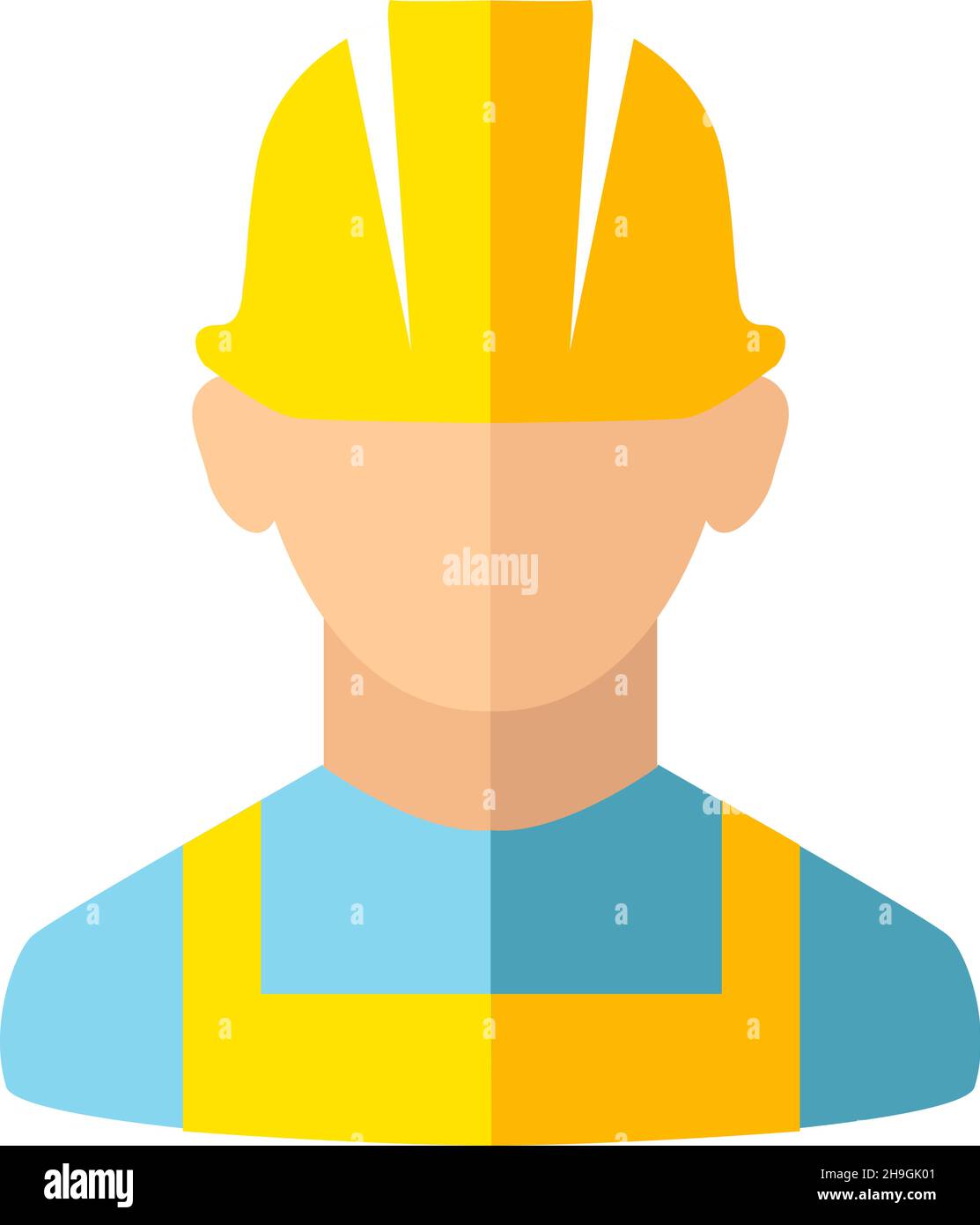 Builder avatar in safety helmet in flat style icon Stock Vector