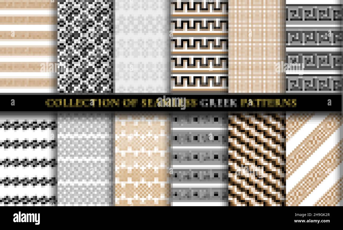 Vector seamless Greek patterns collection, art set Stock Vector Image ...