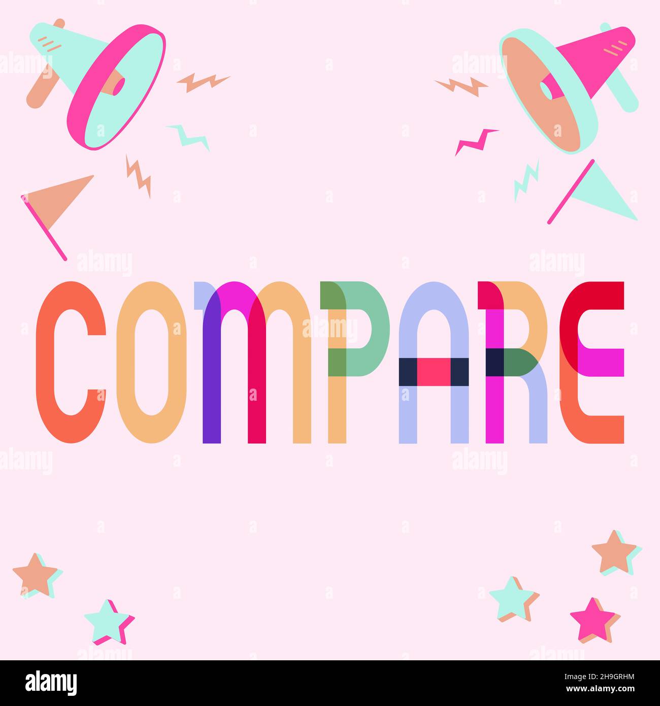 Hand writing sign Compare. Internet Concept Estimate Measure Note the  similarities dissimilarities between Pair Of Megaphone Drawing Producing  Stock Photo - Alamy