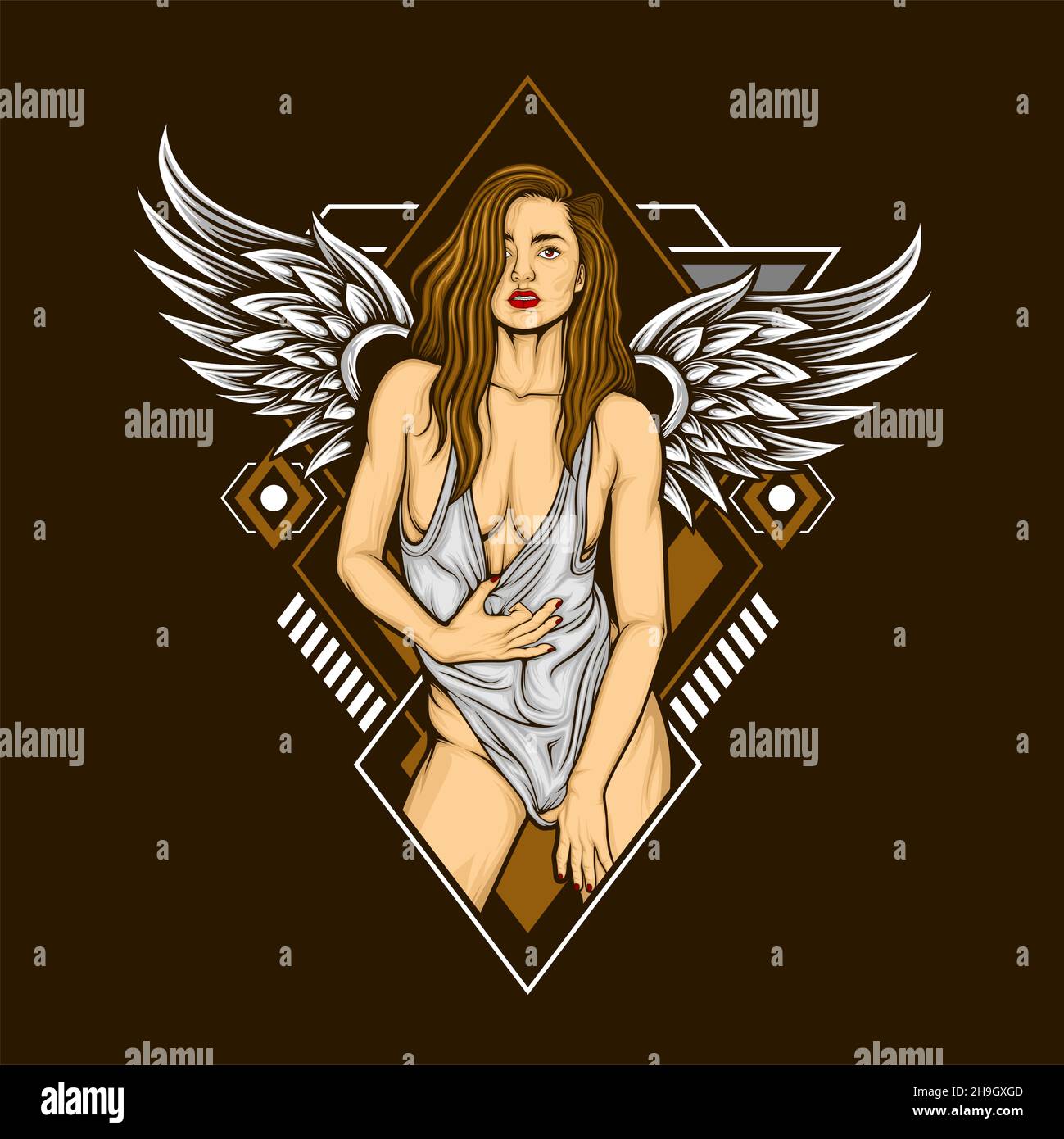 beauty angel with awesome background Stock Vector