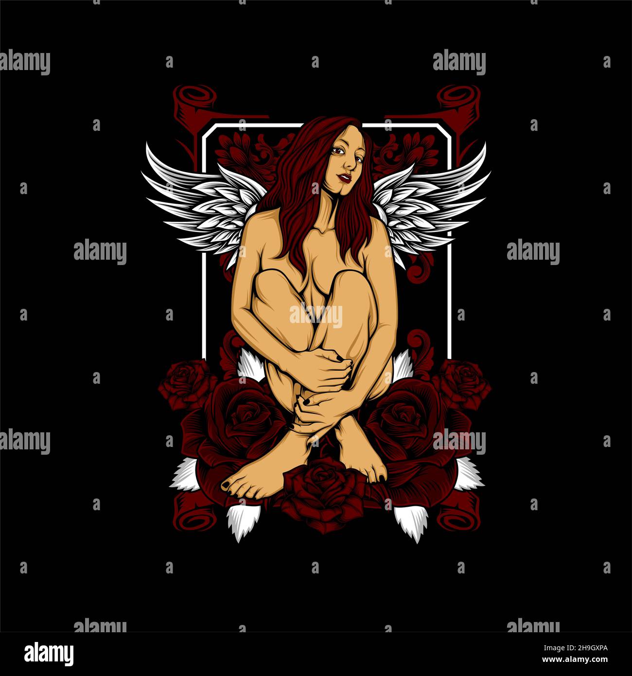 beauty angel with awesome background Stock Vector