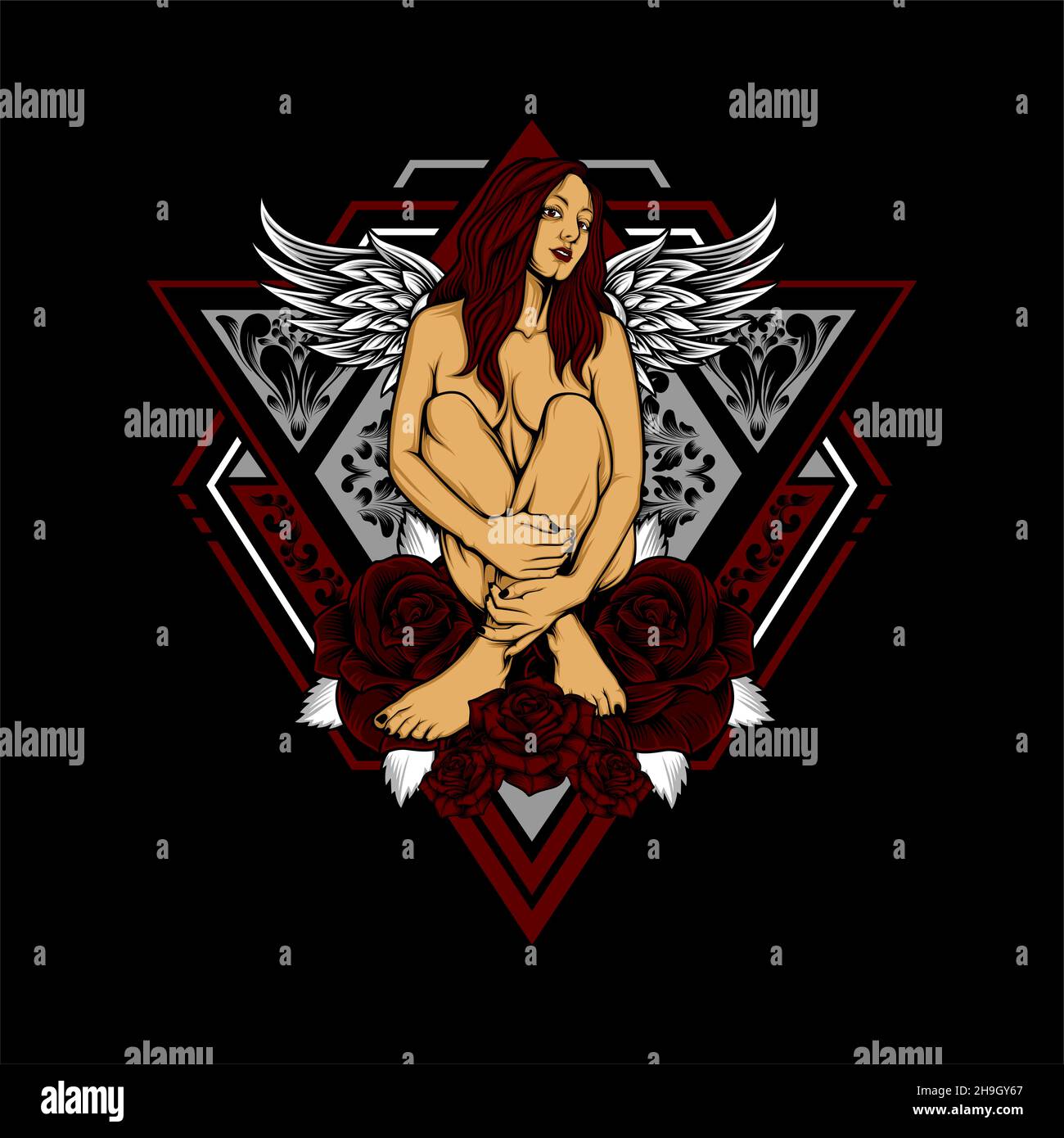beauty angel with awesome background Stock Vector