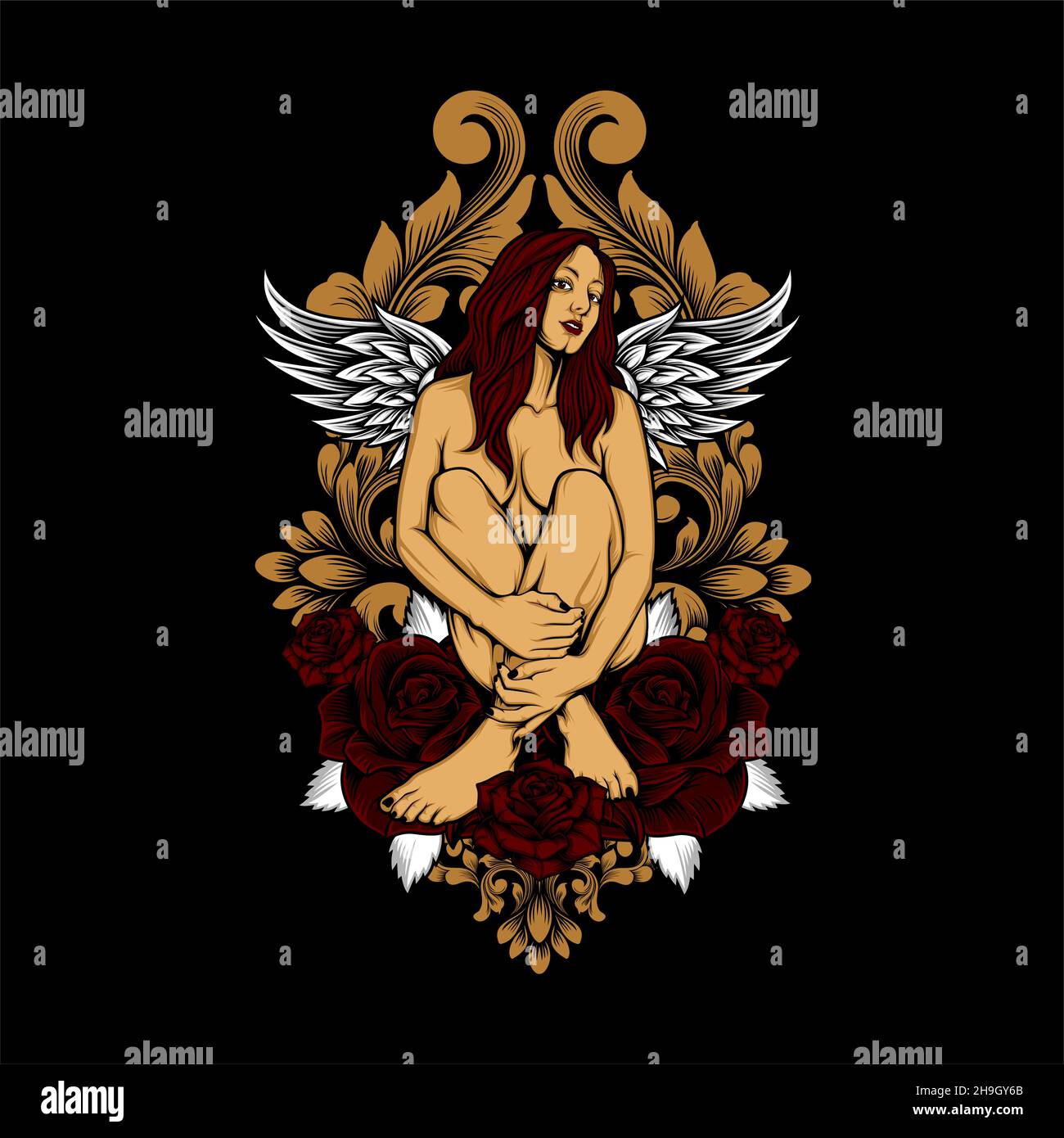beauty angel with awesome background Stock Vector