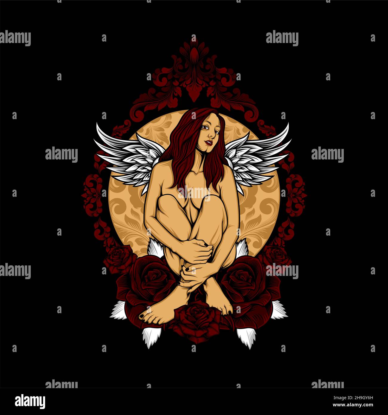 beauty angel with awesome background Stock Vector