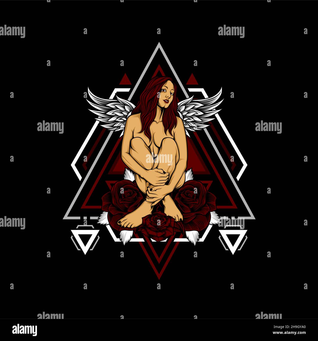 beauty angel with awesome background Stock Vector