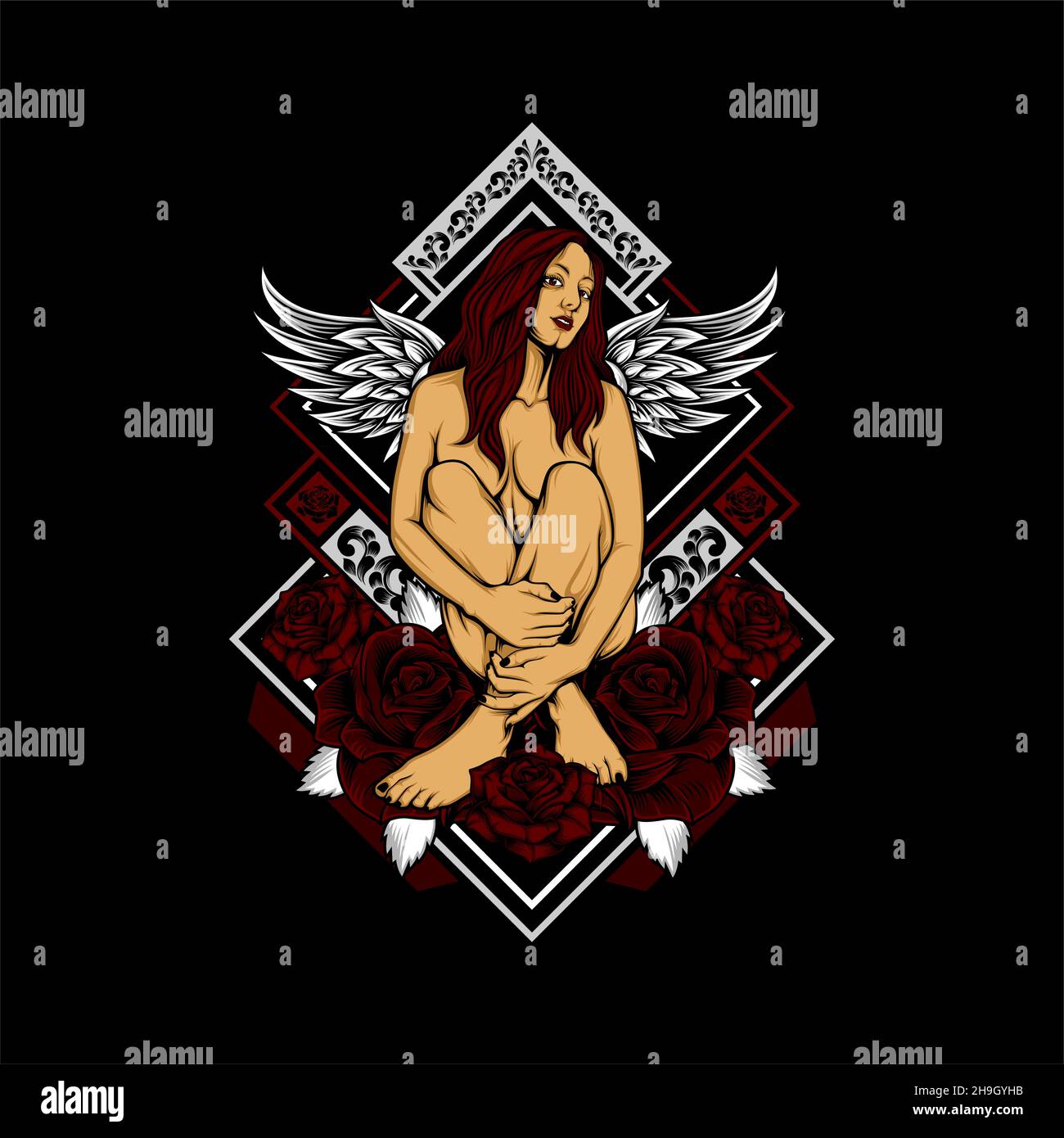beauty angel with awesome background Stock Vector