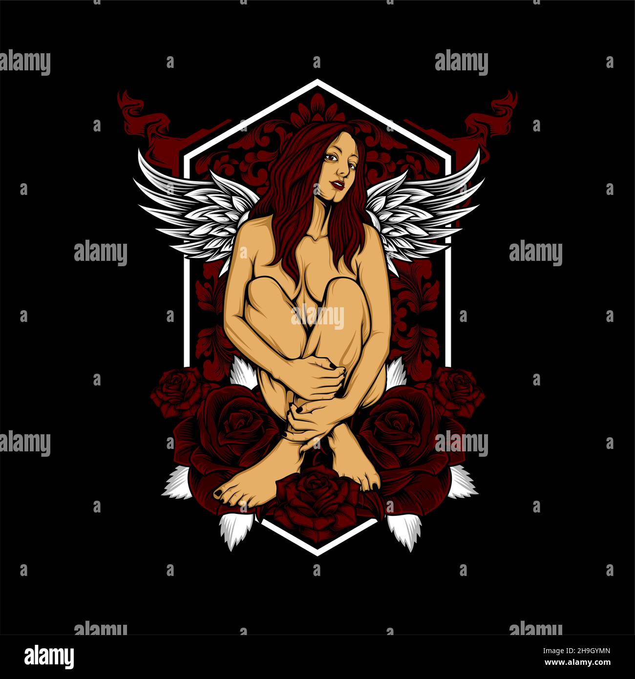 beauty angel with awesome background Stock Vector
