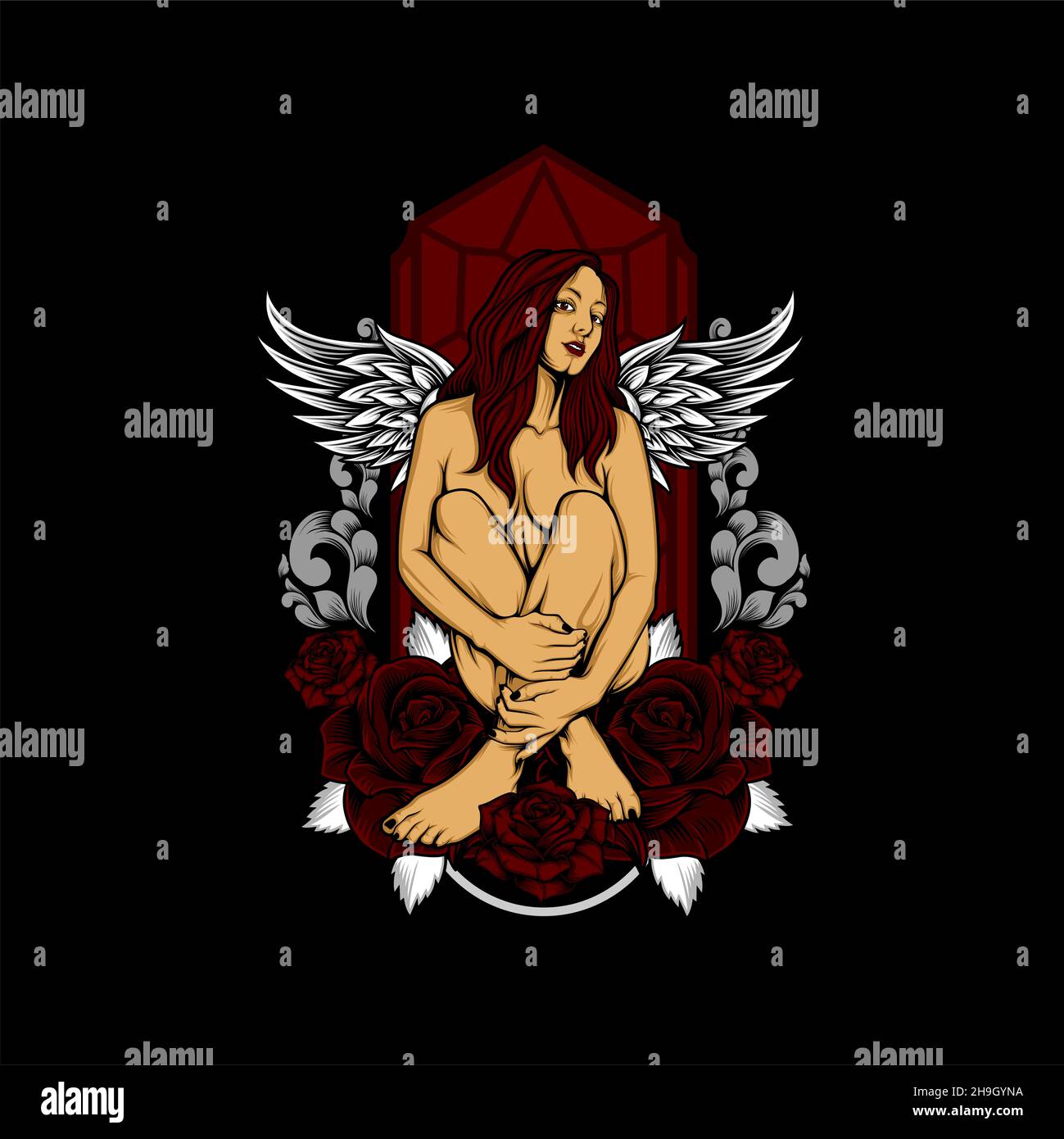 beauty angel with awesome background Stock Vector