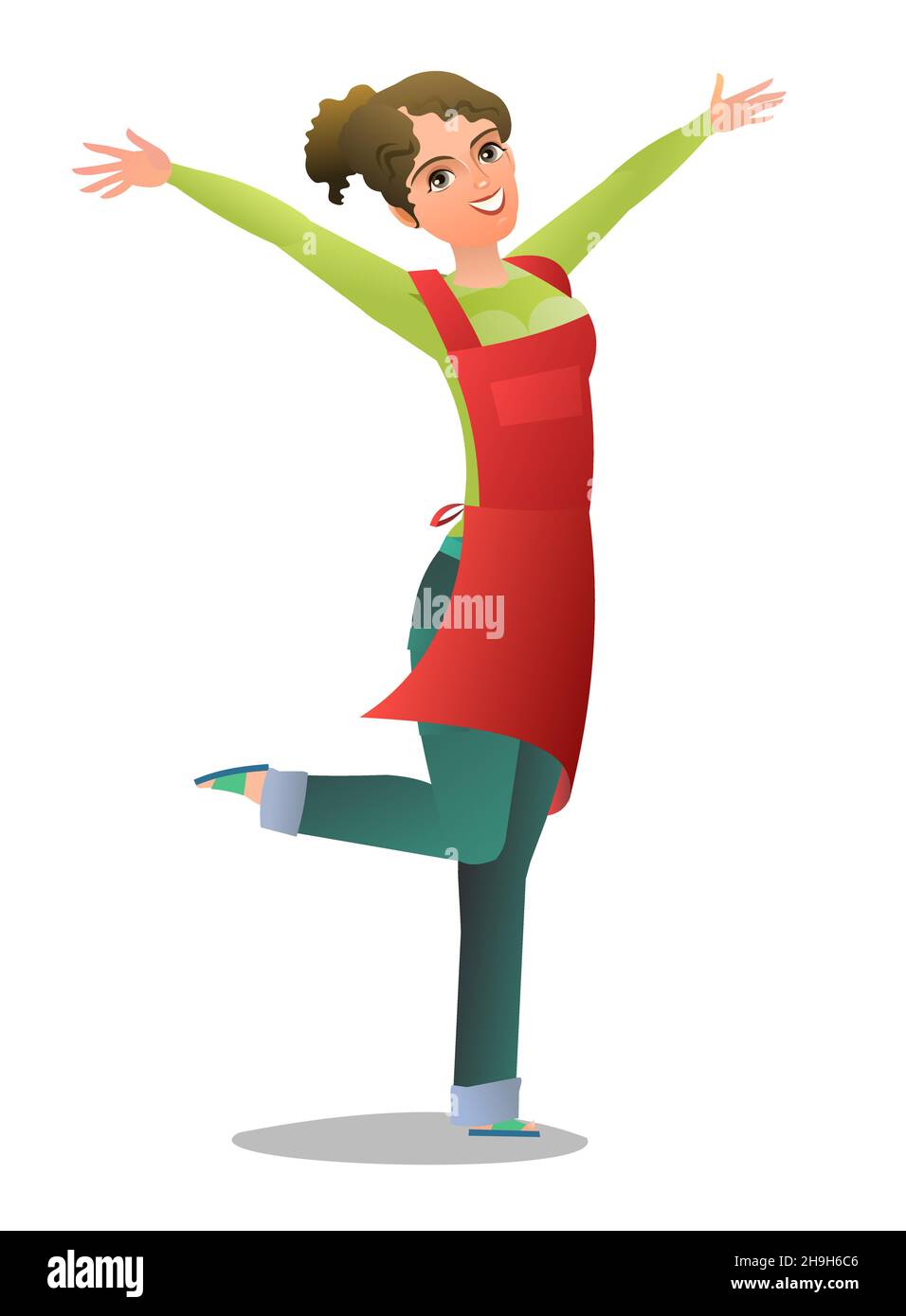 Woman Craftsman Or Artist Girl In Apron Master In Workwear Cheerful Person Standing Pose Cartoon Comic Style Flat Design Single Character Stock Vector Image Art Alamy