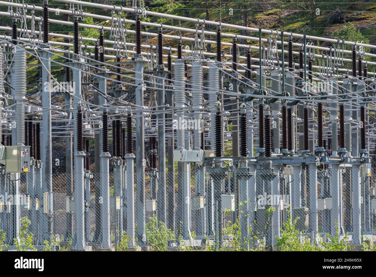 TAFJORD, NORWAY - 2020 JUNE 01. High voltage reliance line Stock Photo