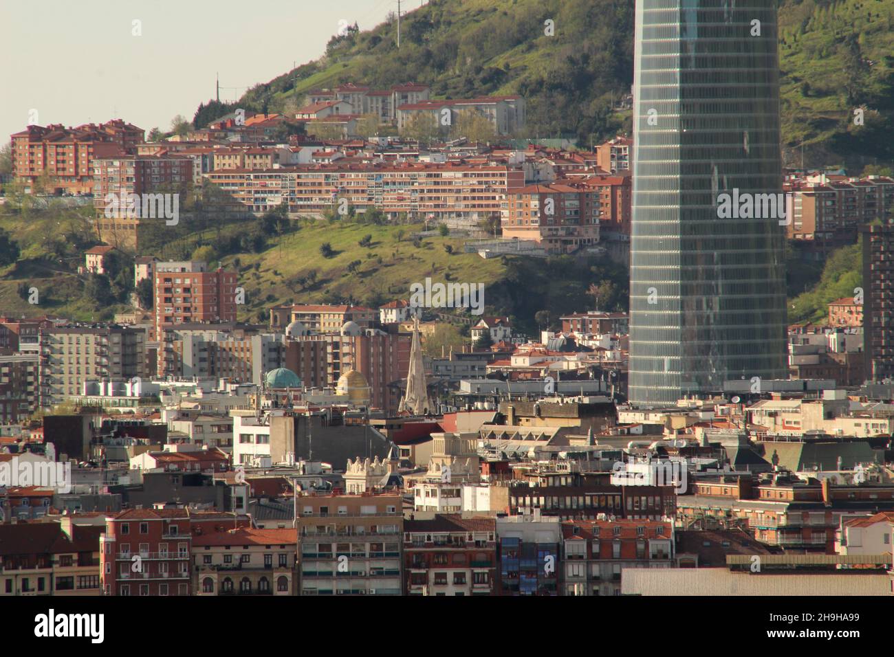 Aerial view of buildings and a skyscraper in Bilbao city. Spain Stock ...