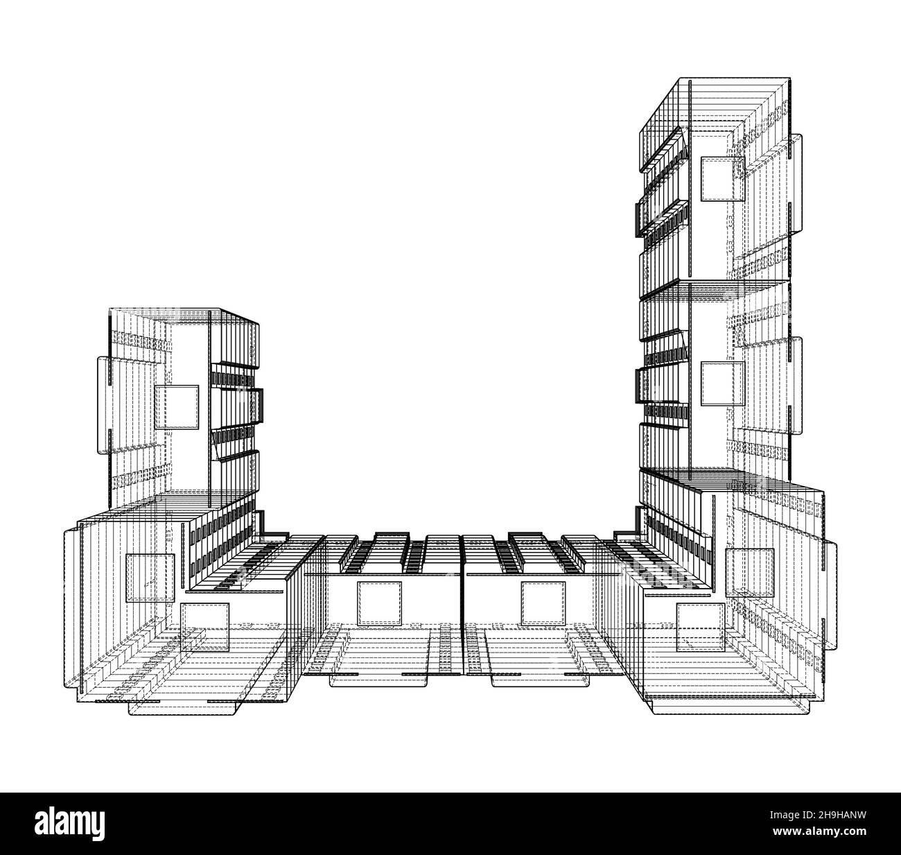 Structual Building Wire Frame Wire-frame model of a multi-storey building Stock Photo - Alamy